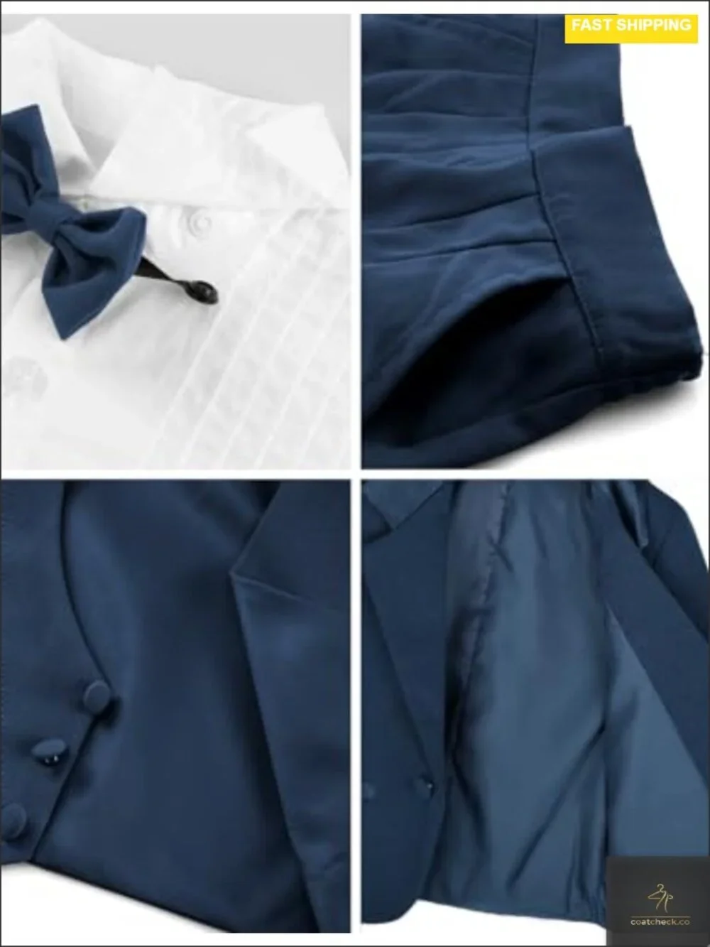 Baby Boys 5-Piece Tuxedo Set Jacket Shirt Vest Pants Bowtie Wedding Formal 6M-3T